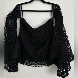 NWOT Runway Black Lace Off-Shoulder Top